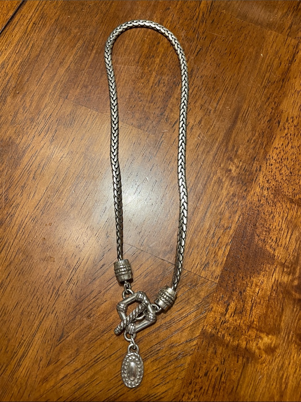 Brighton Silver-Tone Braided Necklace with Pendant